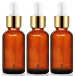 Amber Glass Bottles 15ml x 3 for Serum or Essential Oils with Dropper - Pack of 3